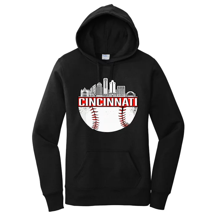 Vintage Cincinnati Ohio Skyline Apparel Women's Pullover Hoodie