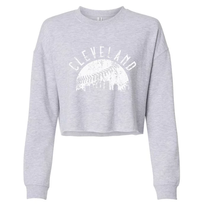 Vintage Cleveland Ohio Skyline Apparel Cropped Pullover Crew