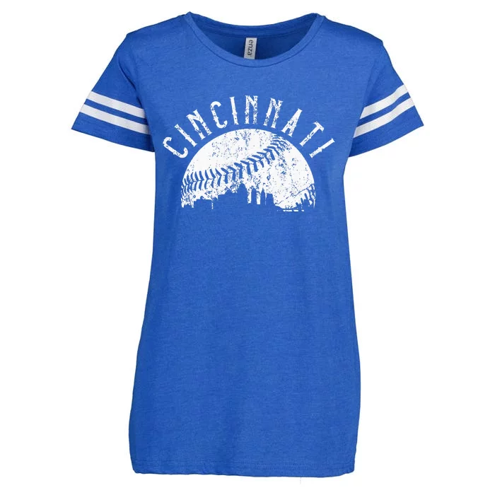 Vintage Cincinnati Ohio Skyline Enza Ladies Jersey Football T-Shirt