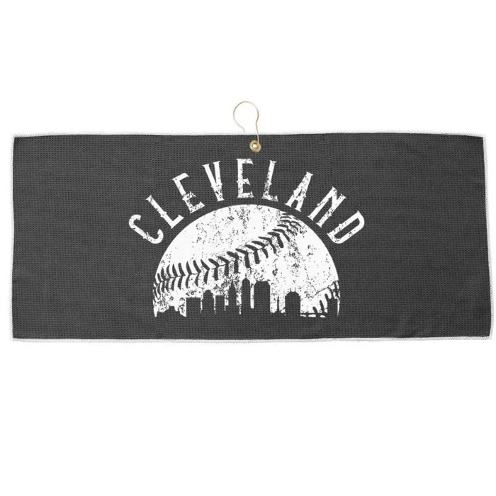 Vintage Cleveland Ohio Skyline Apparel Large Microfiber Waffle Golf Towel