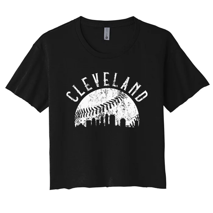 Vintage Cleveland Ohio Skyline Apparel Women's Crop Top Tee