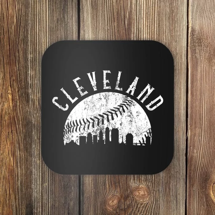 Vintage Cleveland Ohio Skyline Apparel Coaster