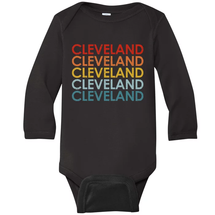 Vintage Cleveland Ohio Retro Souvenir Baby Long Sleeve Bodysuit