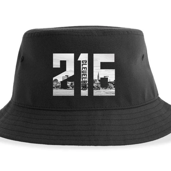 Vintage Cleveland Ohio 216 Area Code Skyline Sustainable Bucket Hat