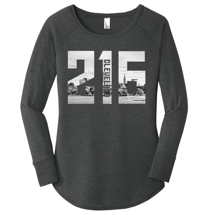 Vintage Cleveland Ohio 216 Area Code Skyline Women's Perfect Tri Tunic Long Sleeve Shirt