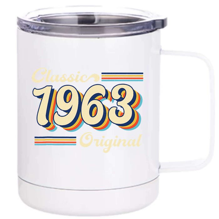 Vintage Classic Of 1963 Original 60 Years Old Birthday Front & Back 12oz Stainless Steel Tumbler Cup