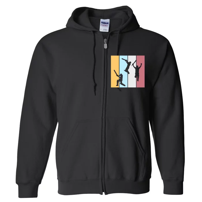 Vintage Cricket Player Sports Lover Team Coach Graphic Premium Full Zip Hoodie