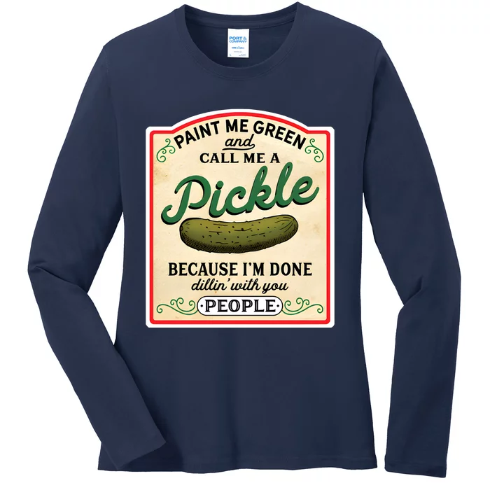 Vintage Canned Pickles Canning Season Pickle Jar Ladies Long Sleeve Shirt