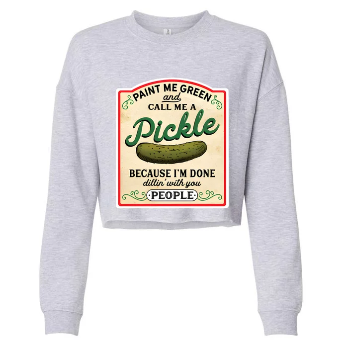 Vintage Canned Pickles Canning Season Pickle Jar Cropped Pullover Crew