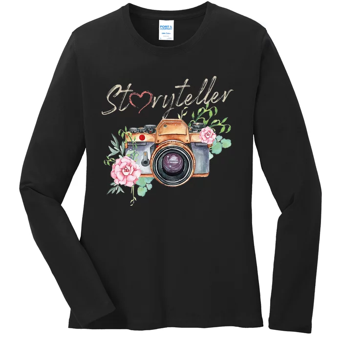 Vintage Camera Photography Lover Photographer Ladies Long Sleeve Shirt