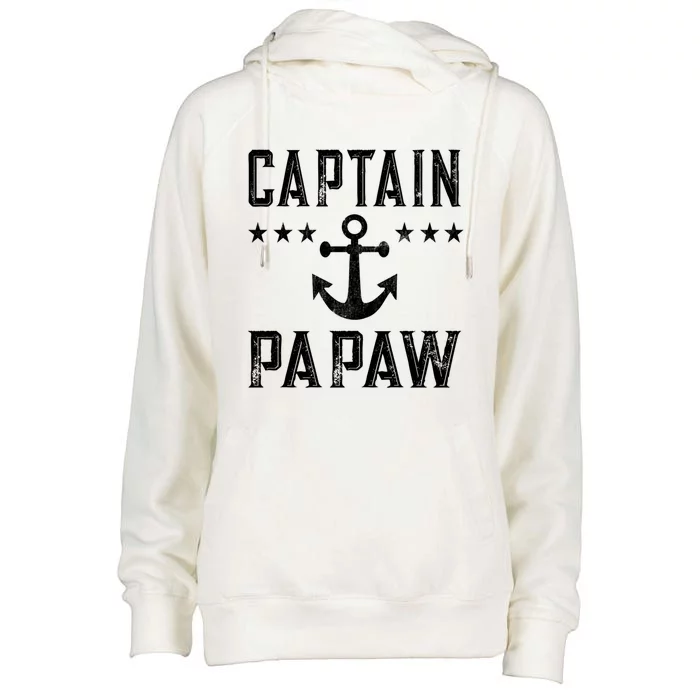 Vintage Captain Papaw Family Cruise Lake Boating Gift Womens Funnel Neck Pullover Hood