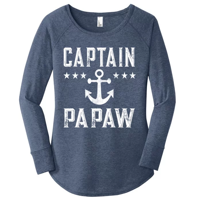 Vintage Captain Papaw Family Cruise Lake Boating Gift Women's Perfect Tri Tunic Long Sleeve Shirt