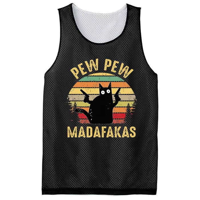 Vintage Cats Pew Pew Madafakas Funny Crazy Cat Lovers Gifts Mesh Reversible Basketball Jersey Tank