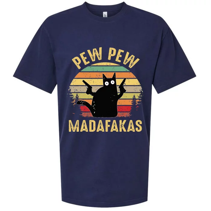 Vintage Cats Pew Pew Madafakas Funny Crazy Cat Lovers Gifts Sueded Cloud Jersey T-Shirt