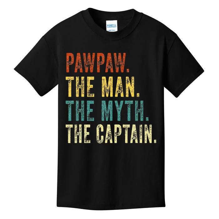 Vintage Captain Pawpaw Man Myth Funny Boating Pontoon Kids T-Shirt