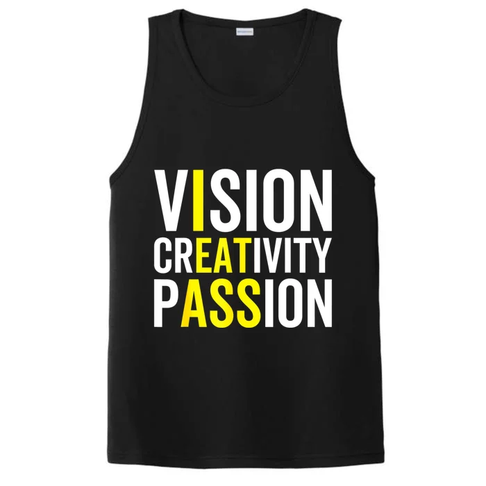 Vision, Creativity, Passion Sarcastic Funny Motivation Humor Performance Tank