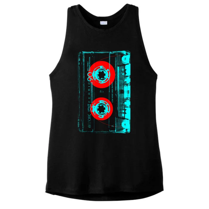 Vintage Cassette Pop Art Style Ladies Tri-Blend Wicking Tank