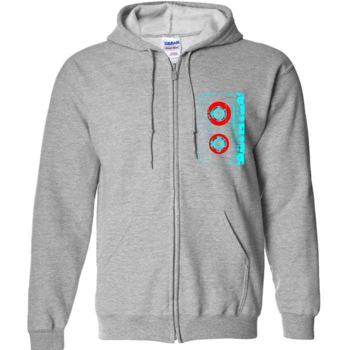 Vintage Cassette Pop Art Style Full Zip Hoodie