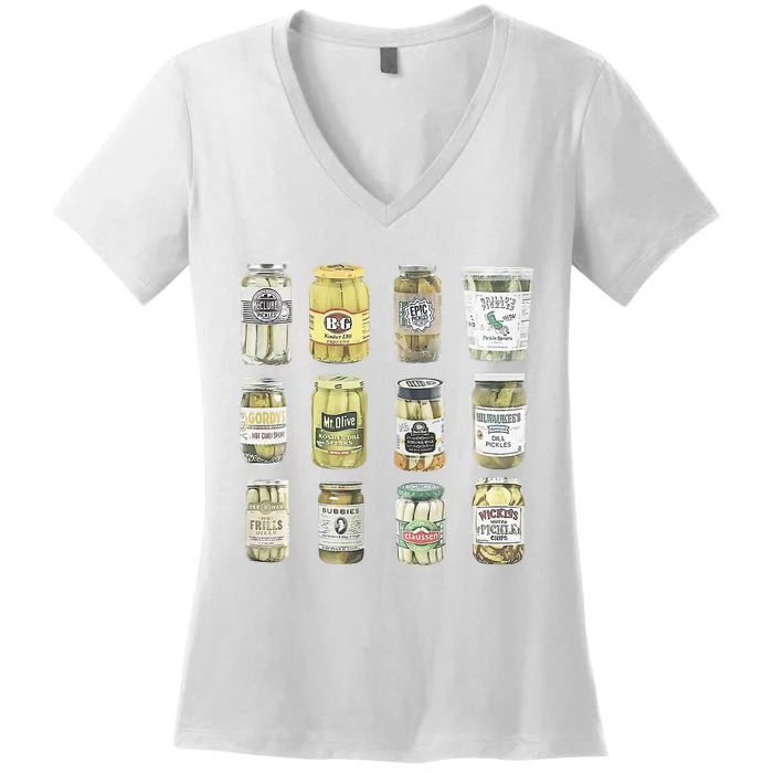 Vintage Canned Pickles Homemade Dill Pickles Women's V-Neck T-Shirt