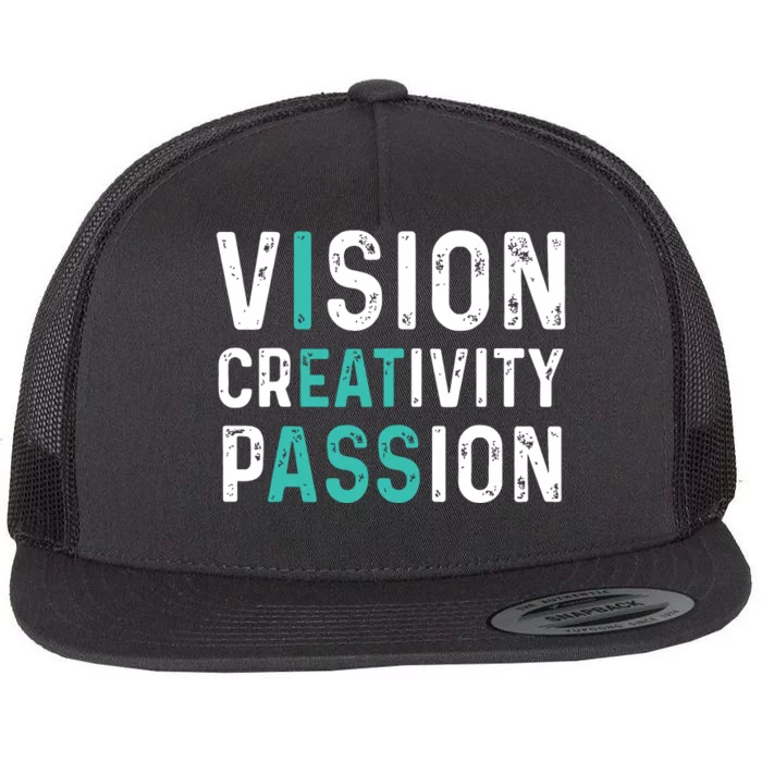 Vision Creativity Passion Vintage Flat Bill Trucker Hat