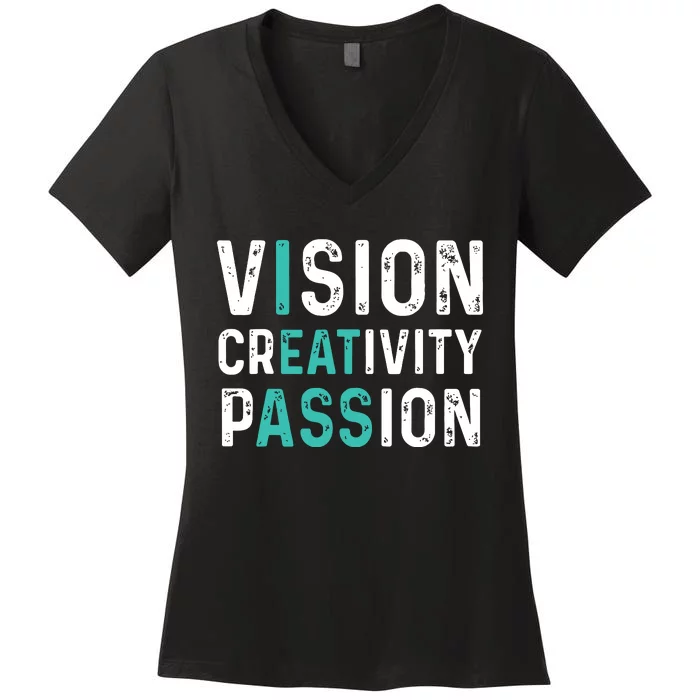 Vision Creativity Passion Vintage Women's V-Neck T-Shirt