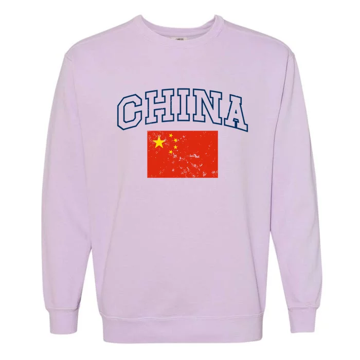 Vintage China Patriotic Throwback Flag Gift Garment-Dyed Sweatshirt