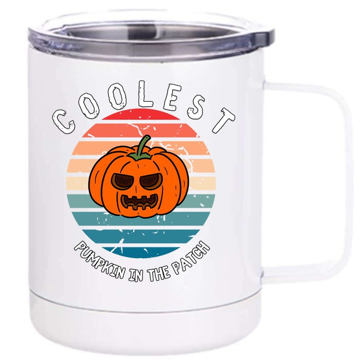 Vintage Coolest Pumpkin Happy Halloween Vibe Costume Gift Front & Back 12oz Stainless Steel Tumbler Cup