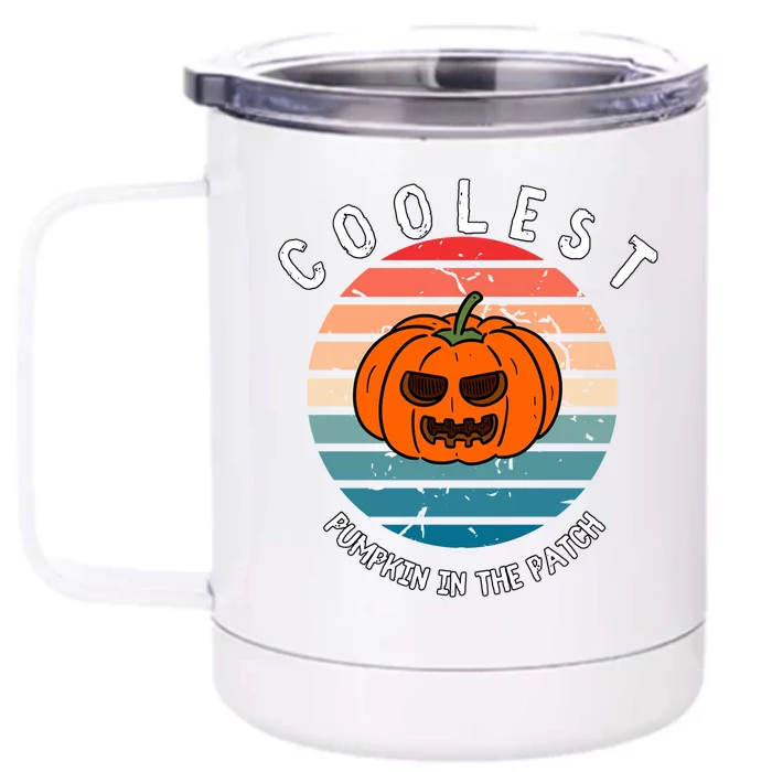 Vintage Coolest Pumpkin Happy Halloween Vibe Costume Gift Front & Back 12oz Stainless Steel Tumbler Cup