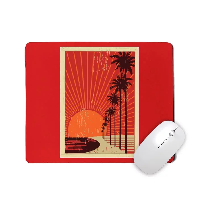 Vintage California Poster Sunset Beach Mousepad