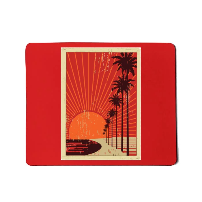 Vintage California Poster Sunset Beach Mousepad