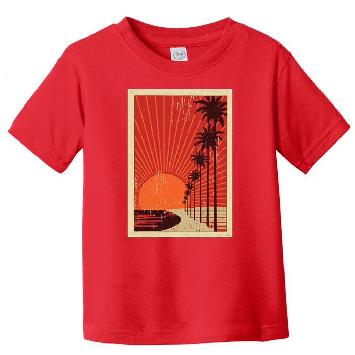 Vintage California Poster Sunset Beach Toddler T-Shirt