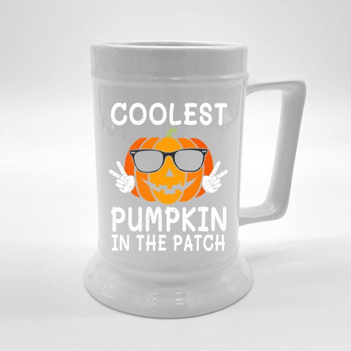 Vintage Coolest Pumpkin In The Patch Halloween Autumn Funny Gift Front & Back Beer Stein