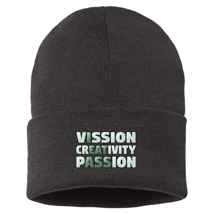 Vision Creativity Passion Funny Hidden Message Sustainable Knit Beanie