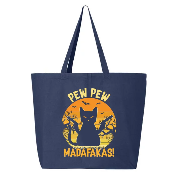 Vintage Cat Pew Pew Madafakas Halloween Day 25L Jumbo Tote