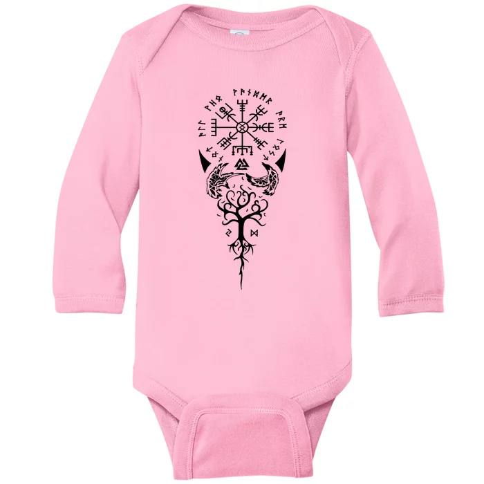 Viking Compass Protection Old Norse Warrior Baby Long Sleeve Bodysuit