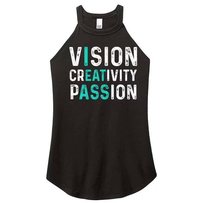 Vision Creativity Passion Vintage Women’s Perfect Tri Rocker Tank