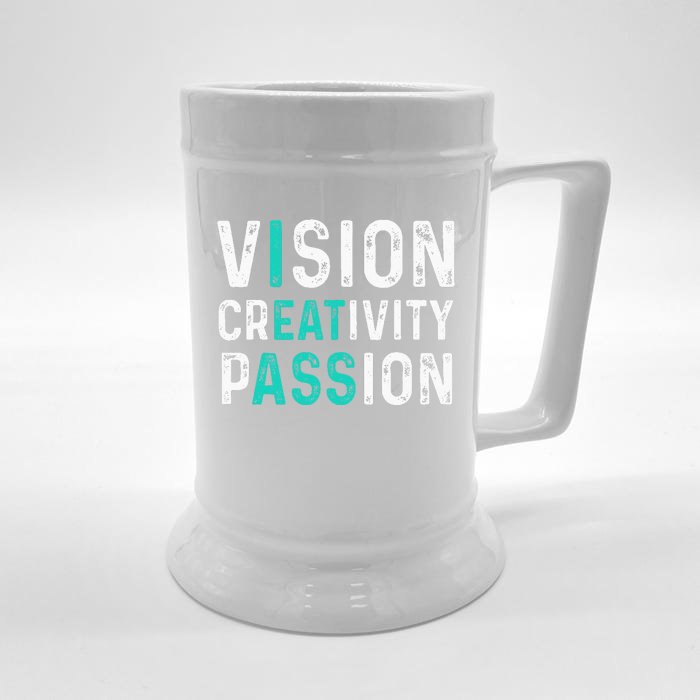 Vision Creativity Passion Vintage Front & Back Beer Stein