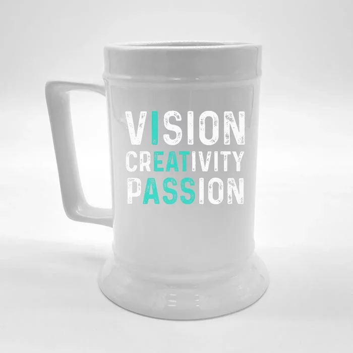 Vision Creativity Passion Vintage Front & Back Beer Stein