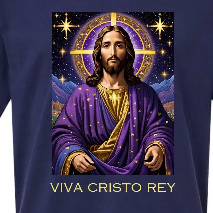 Viva Cristo Rey Catholic Jesus Christ The King Sueded Cloud Jersey T-Shirt