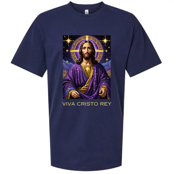 Viva Cristo Rey Catholic Jesus Christ The King Sueded Cloud Jersey T-Shirt