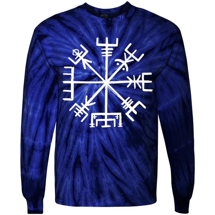 Viking Compass Round Valhalla Viking Tie-Dye Long Sleeve Shirt