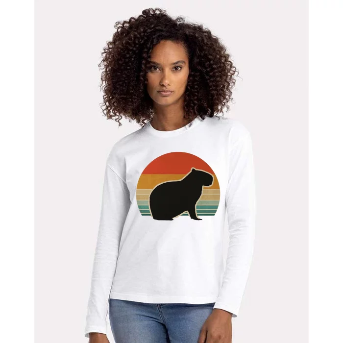 Vintage Capybara Retro Capybara Womens Cotton Relaxed Long Sleeve T-Shirt