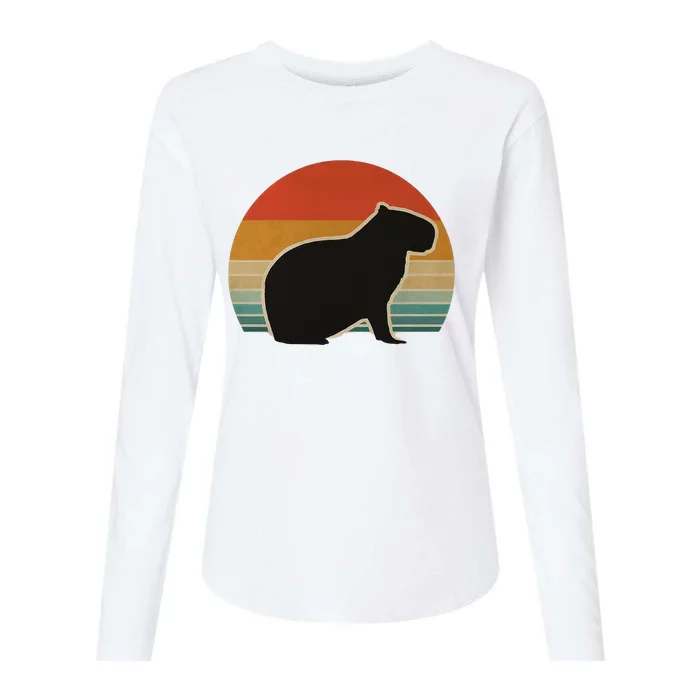 Vintage Capybara Retro Capybara Womens Cotton Relaxed Long Sleeve T-Shirt