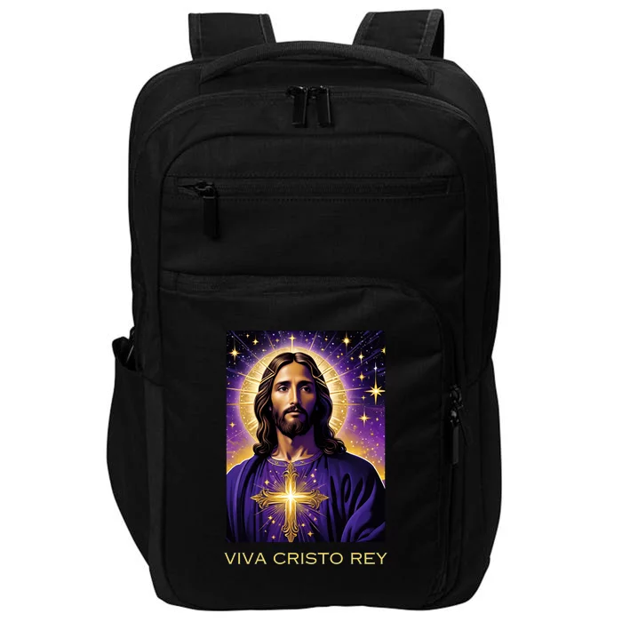 Viva Cristo Rey Catholic Jesus Christ The King Impact Tech Backpack