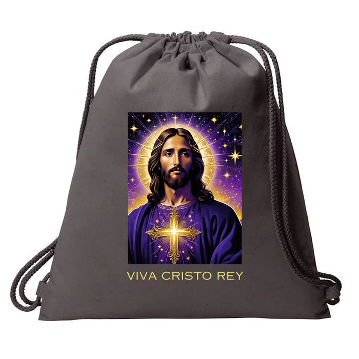 Viva Cristo Rey Catholic Jesus Christ The King Drawstring Bag