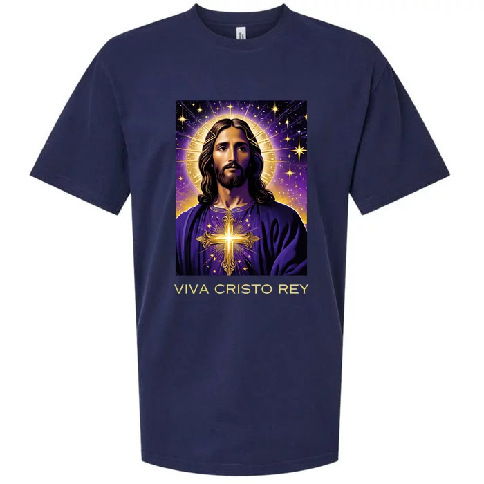 Viva Cristo Rey Catholic Jesus Christ The King Sueded Cloud Jersey T-Shirt