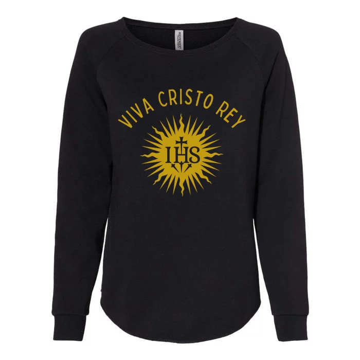 Viva Cristo Rey Roman Catholic Womens California Wash Sweatshirt