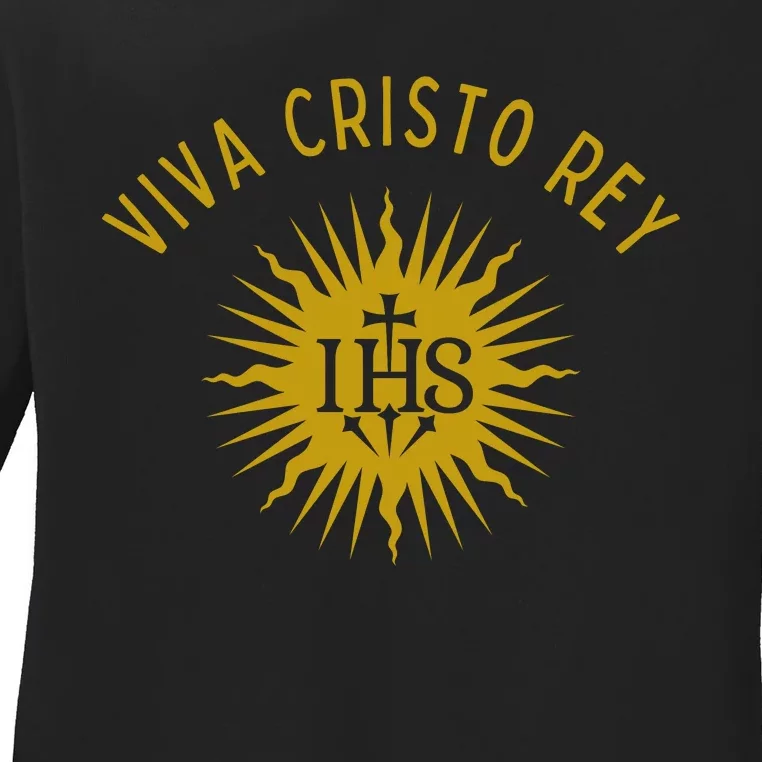 Viva Cristo Rey Roman Catholic Ladies Long Sleeve Shirt