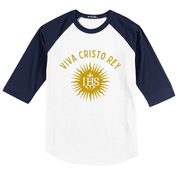 Viva Cristo Rey Roman Catholic Baseball Sleeve Shirt