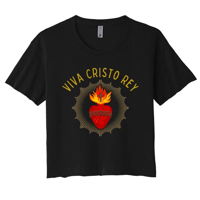 Viva Cristo Rey Roman Catholic Women's Crop Top Tee